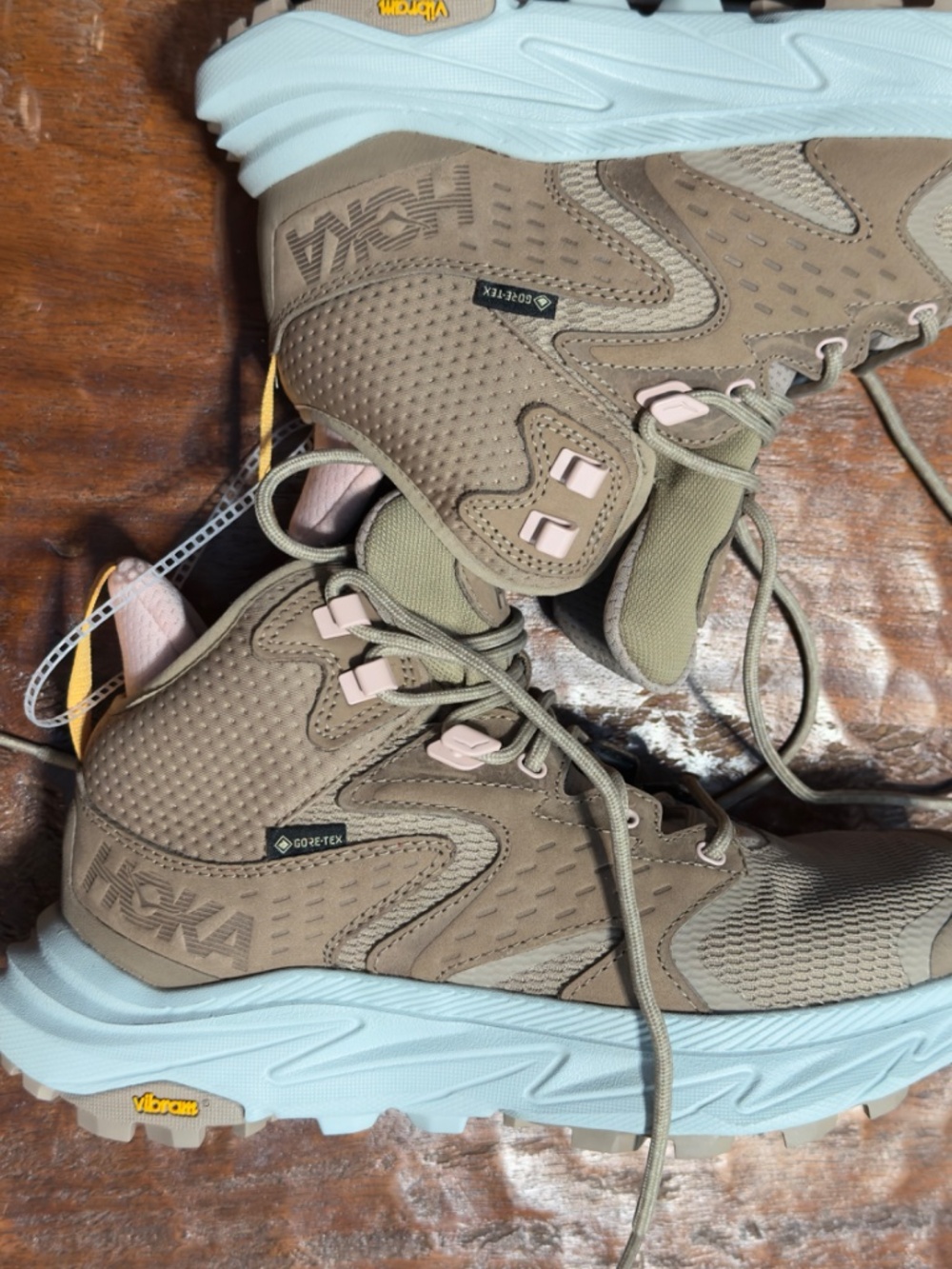 Tan Hoka's Women Size 8 hiking boots - Picture 2 of 3